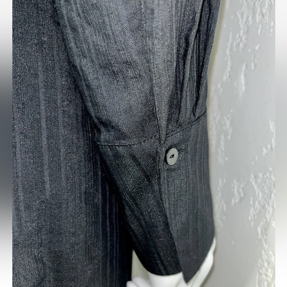 Rebecca Taylor Tailored Black Dobby Stripe Tie Waist Shirt Dress Size 2 preloved - Picture 9 of 16